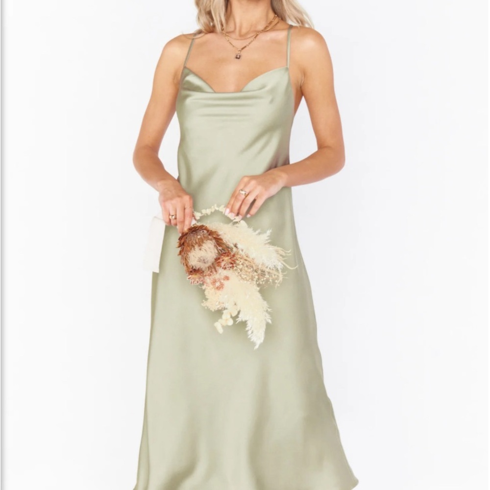 Sage Satin Green Midi Dress